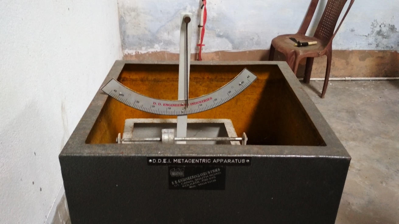 FLUID MECHANICS & HYDRAULICS LAB -Metacentric apparatus